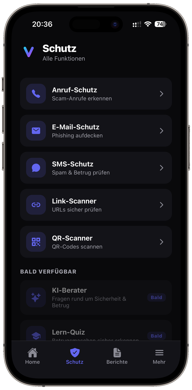 Übersicht aller fünf Scanner von VaultAI auf einem Bildschirm